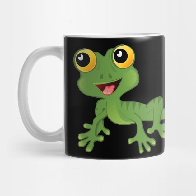 Gecko Cartoon - Cool Friendly Smiling Green Lizard by CoolFactorMerch